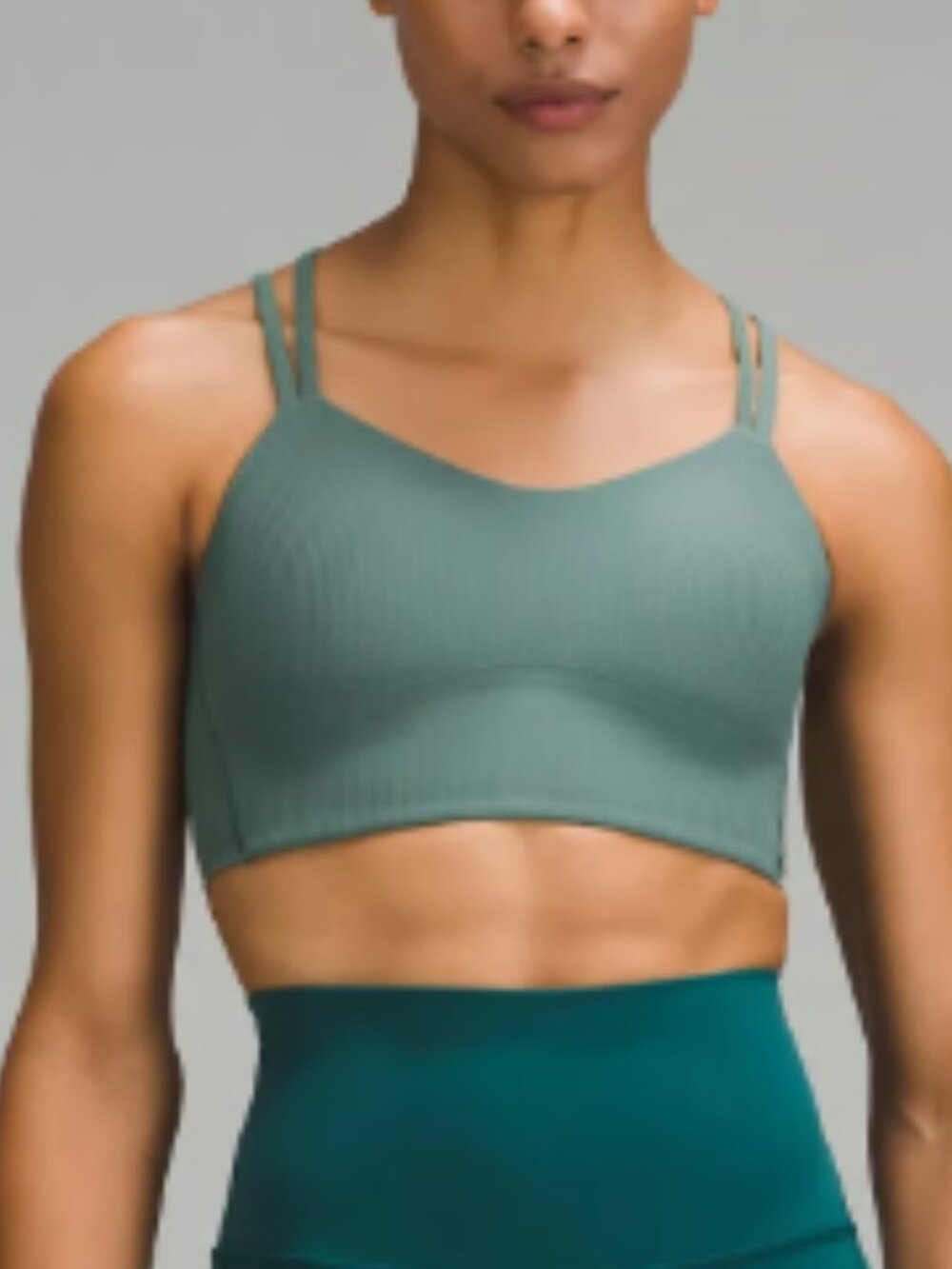 lululemon athletica ribbed longline like a cloud sports bra medium forest